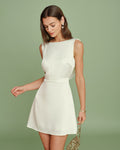 Apricot Boat Neck Pearl Mini Dress 0