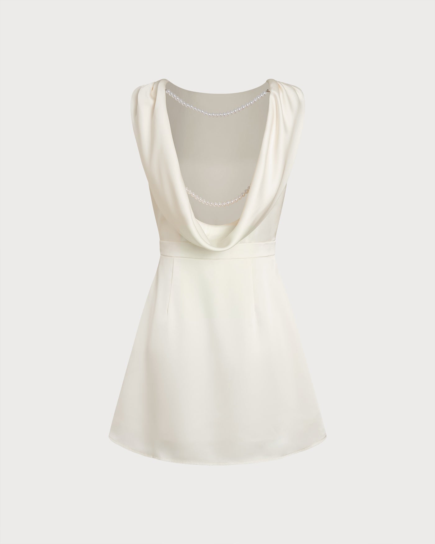 Apricot Boat Neck Pearl Mini Dress 6
