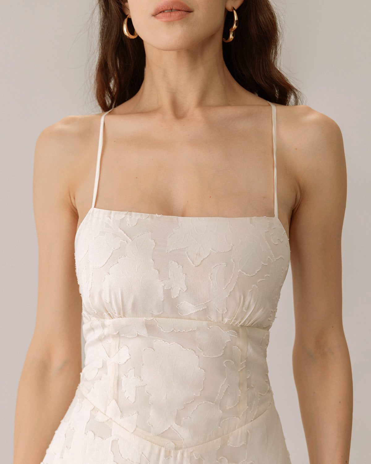 Apricot Jacquard Corset Slip Maxi Dress 1