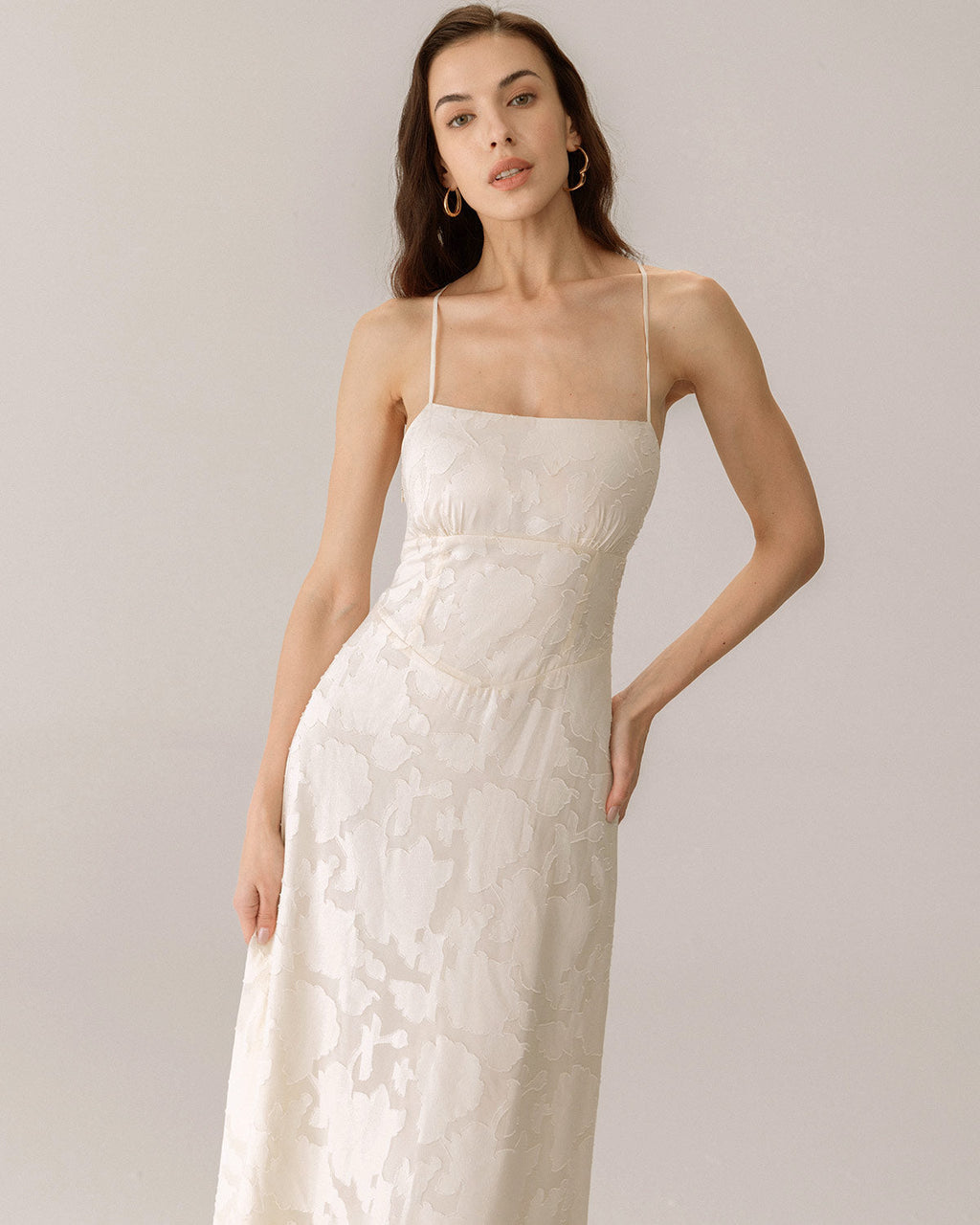 Apricot Jacquard Corset Slip Maxi Dress 3