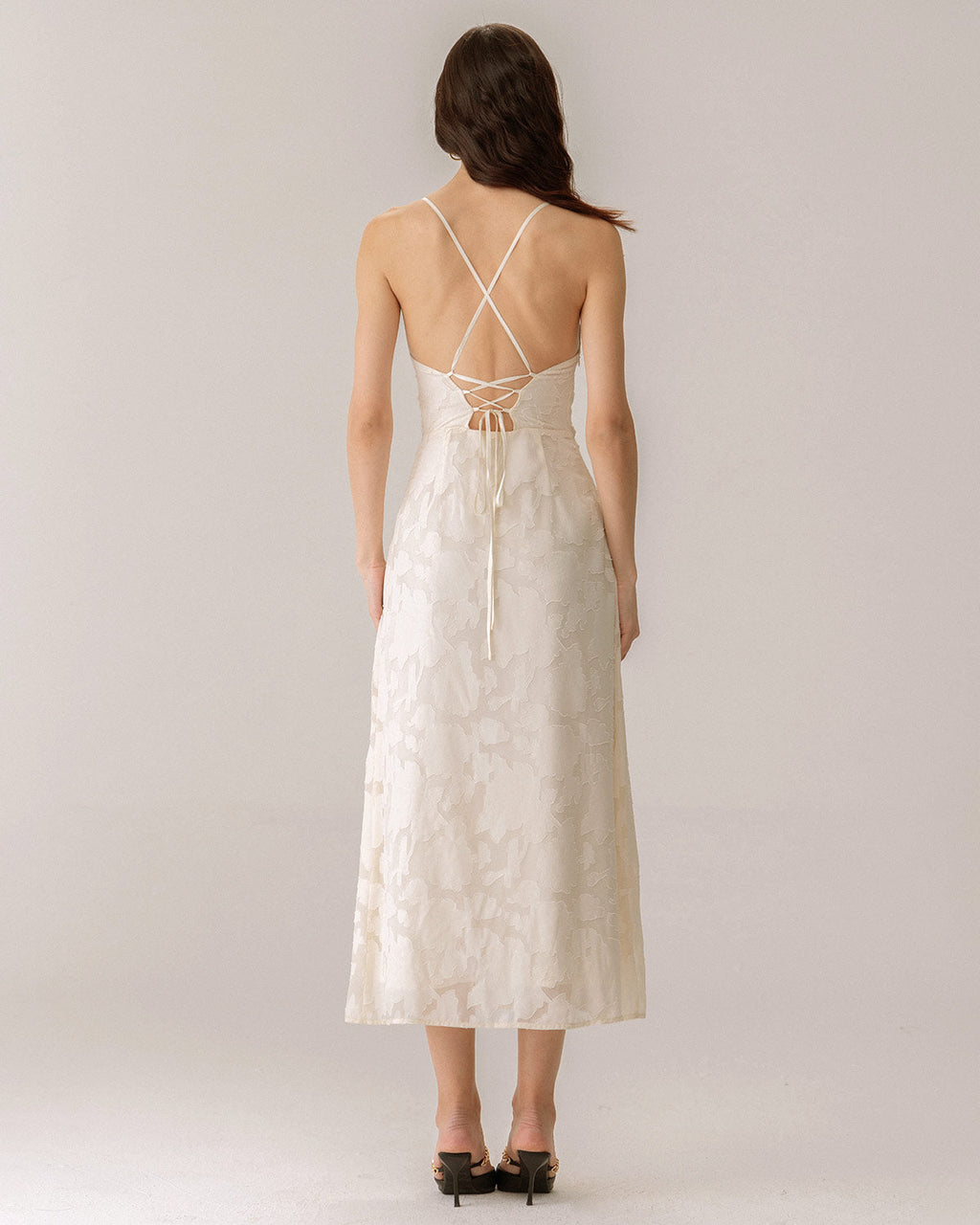 Apricot Jacquard Corset Slip Maxi Dress 5