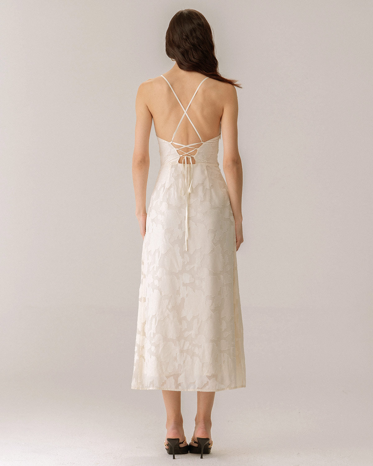 Apricot Jacquard Corset Slip Maxi Dress 5
