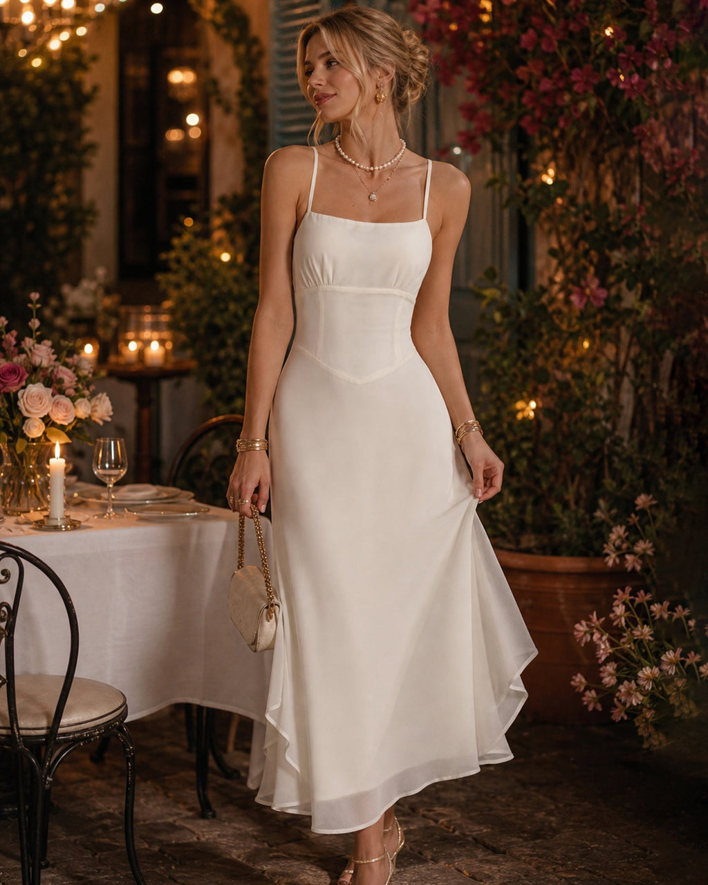 Apricot Ruffle Slip Chiffon Maxi Dress 1