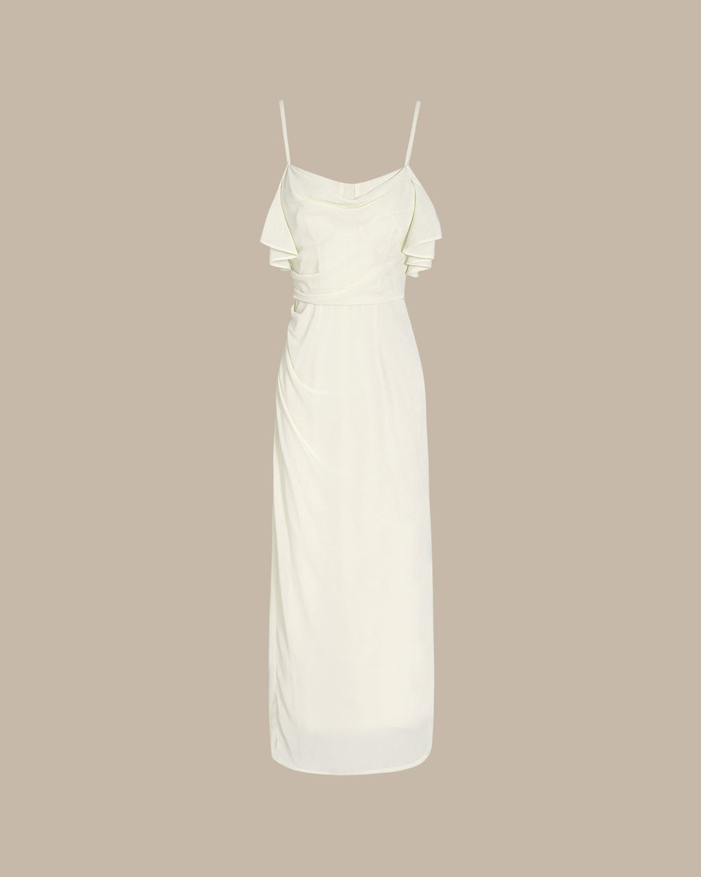 Apricot Ruffle Slip Chiffon Midi Dress 5