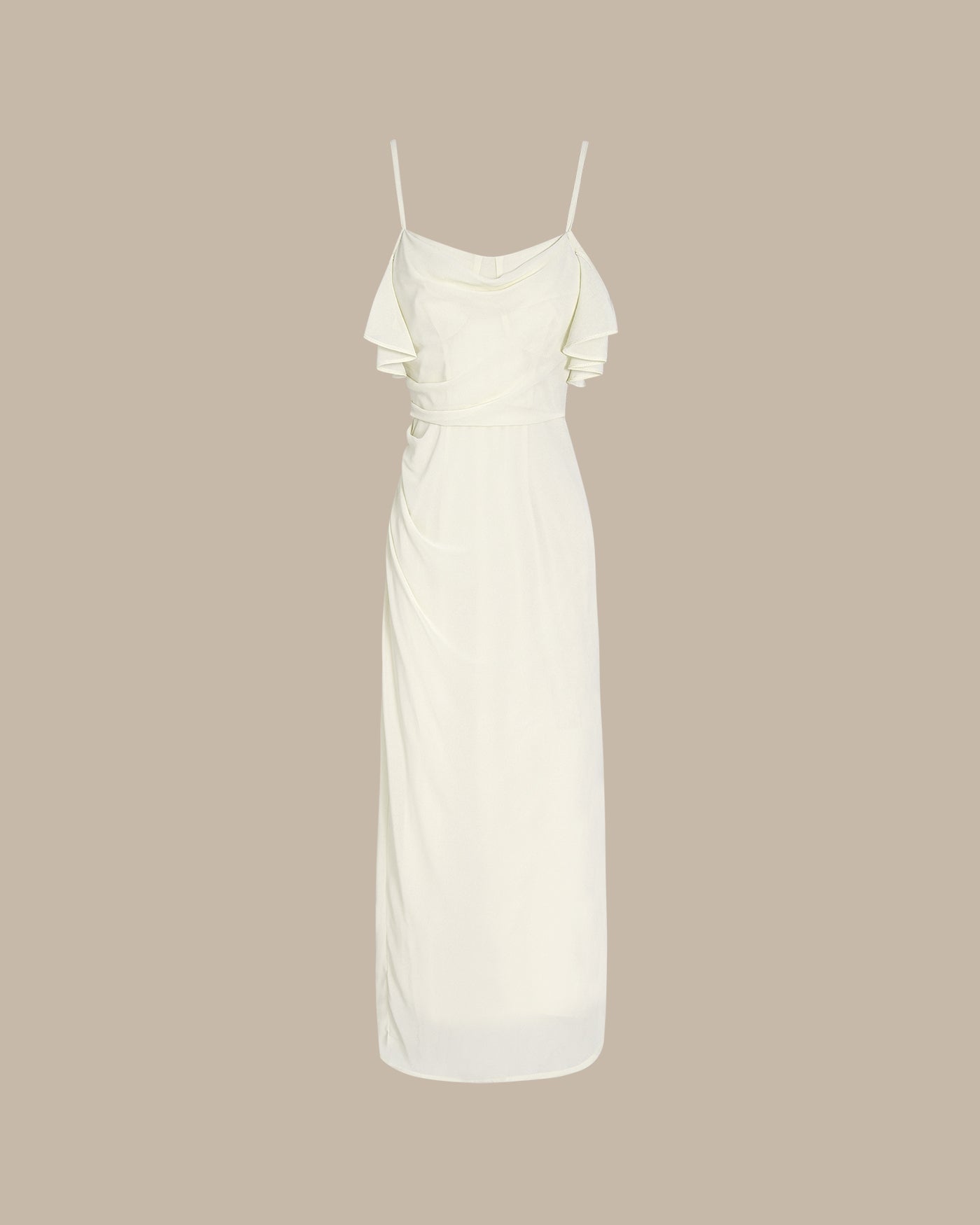 Apricot Ruffle Slip Chiffon Midi Dress 5