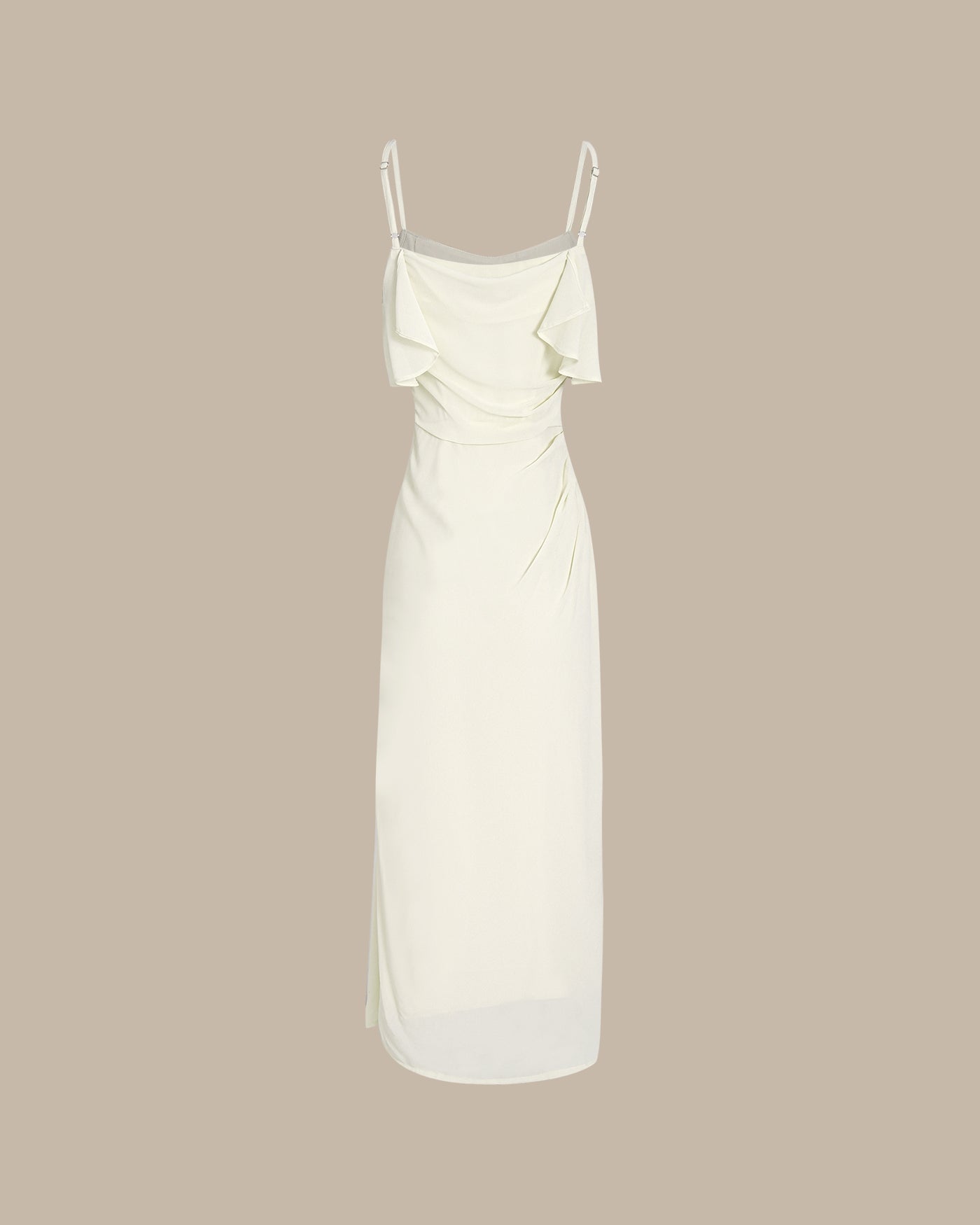 Apricot Ruffle Slip Chiffon Midi Dress 6