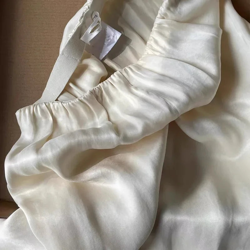 Luxurious Wide Leg Pants Copper Ammonia Silk Drapey Casual Women's Beige New 2025 Slimming High-End Feelings Trousers 2
