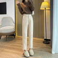Woolen Pants Women's Harem Pencil Pants 2026 Autumn Winter High Waist Casual Pantalones Beige Black Women Ankle-Length Trousers 3