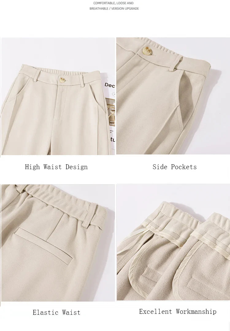 Woolen Pants Women's Harem Pencil Pants 2026 Autumn Winter High Waist Casual Pantalones Beige Black Women Ankle-Length Trousers 4