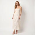 Women's Jacquard Corset Slip Maxi Dress – Elegant Floral A-Line Occasion Dress-Dresses-Beige-XS-Keanku