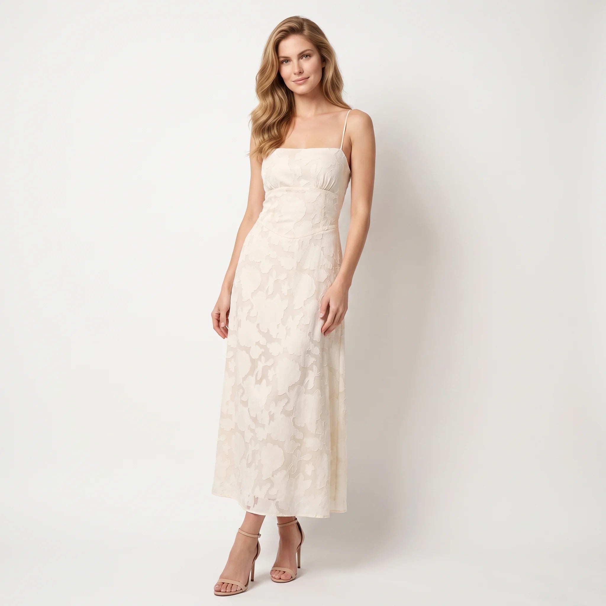 Women's Jacquard Corset Slip Maxi Dress – Elegant Floral A-Line Occasion Dress