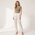 Women's Satin Wide-Leg Pants – High Waist Drawstring Relaxed Trousers-Trousers-White-S-Keanku